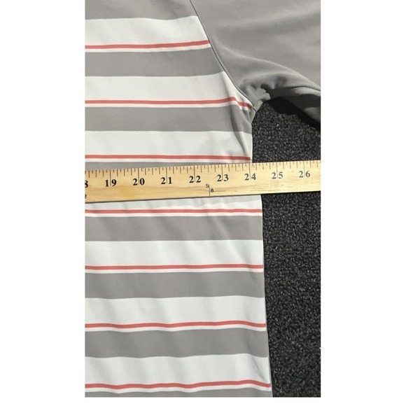 Mens XL Gray White Red Stripe Short Sleeve Golf Polo Shirt Polyester - Picture 3 of 8